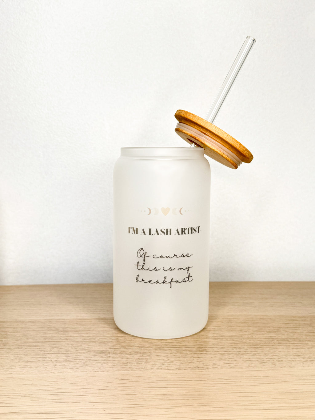 Verre Tumbler en vitre avec couvercle en bois | PLUSHEE